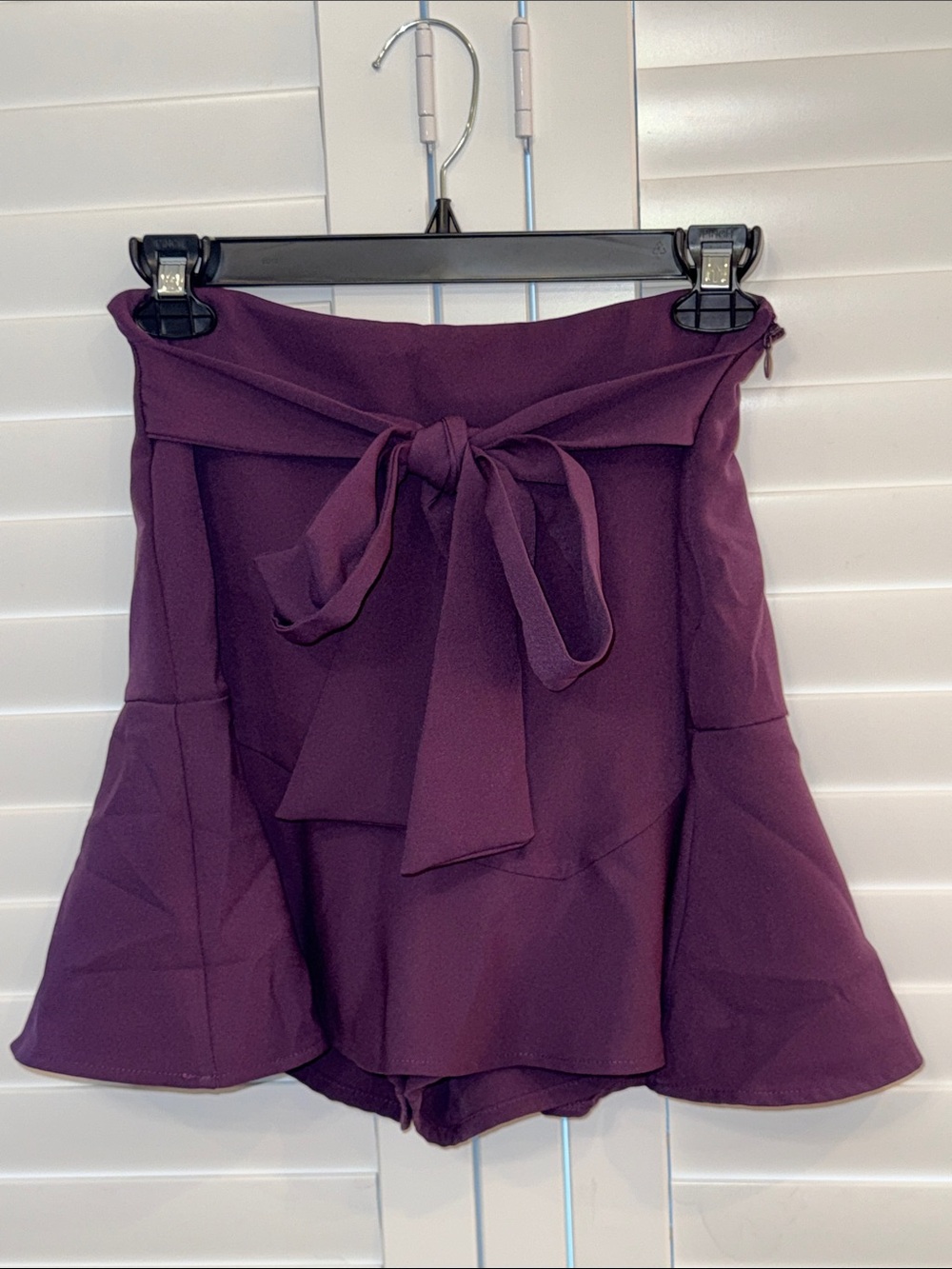 Zara mini ruffle shirt skort with bow plum small
